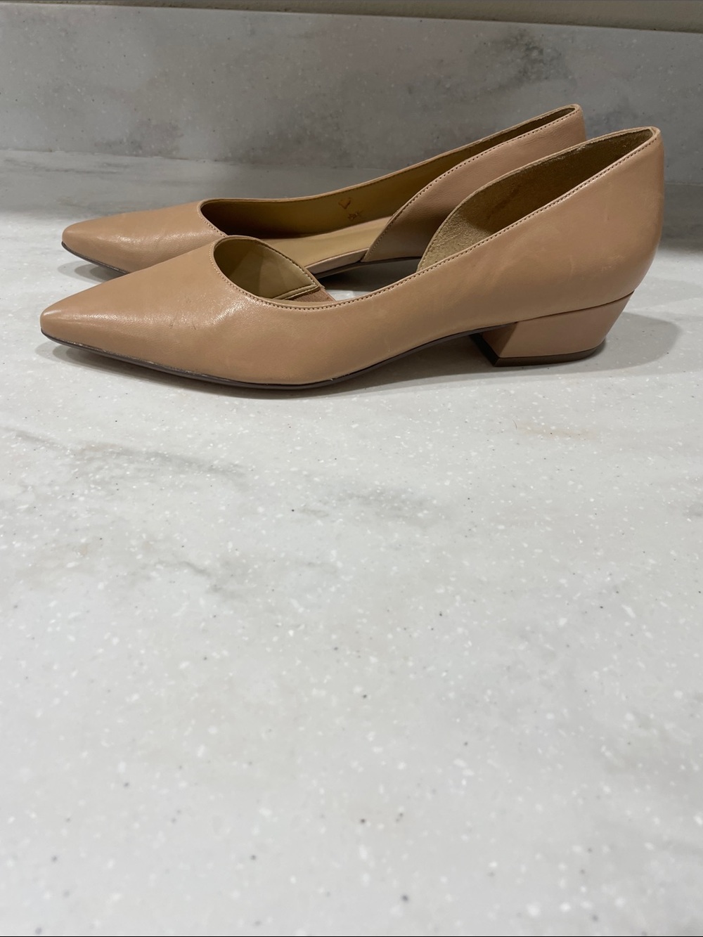 Naturalizer Pointed-Toe Low Block Heel Flats in Taupe - Picture 3 of 5
